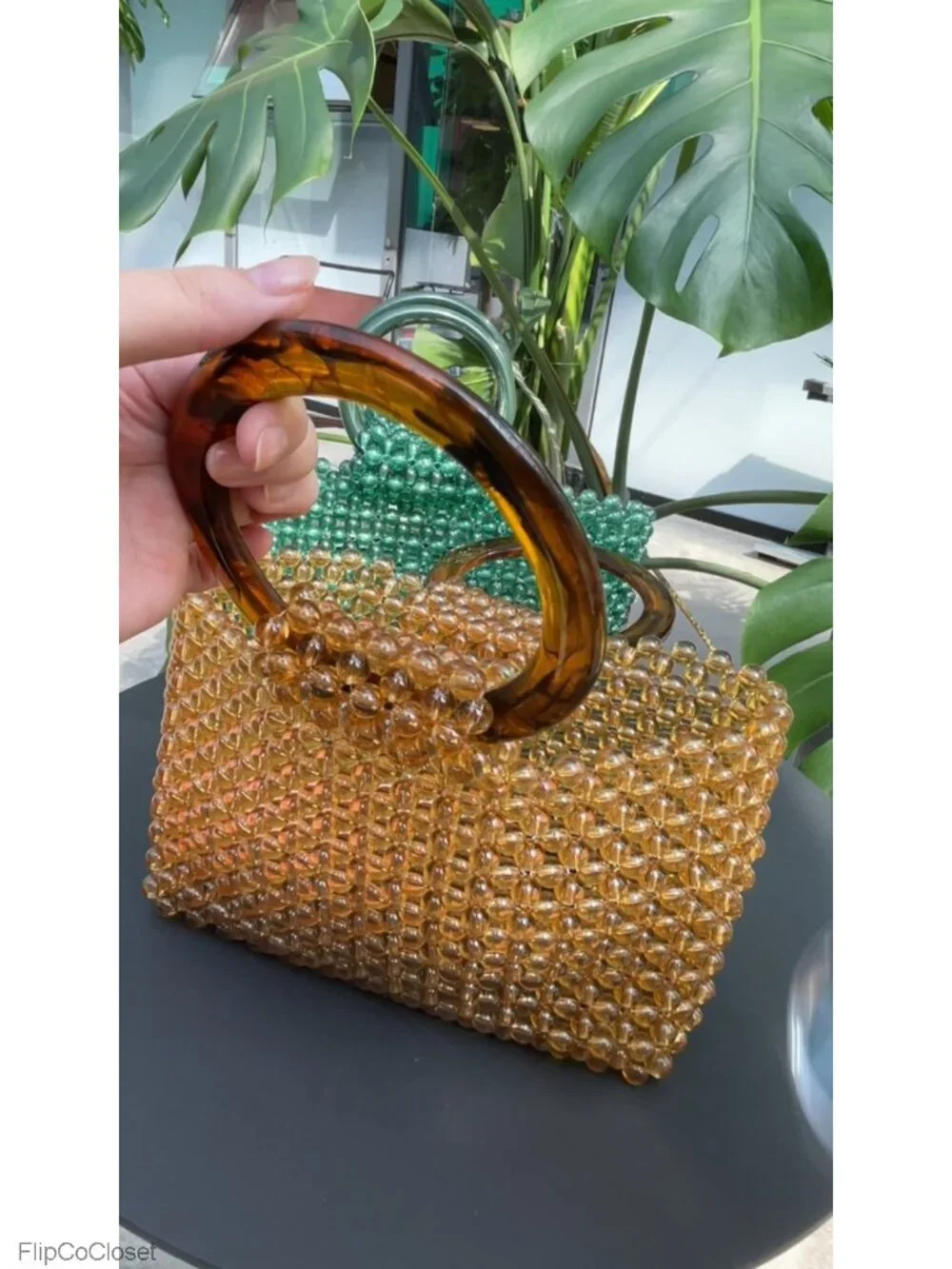 Women Transparent Beaded Acrylic Handbag Hobo